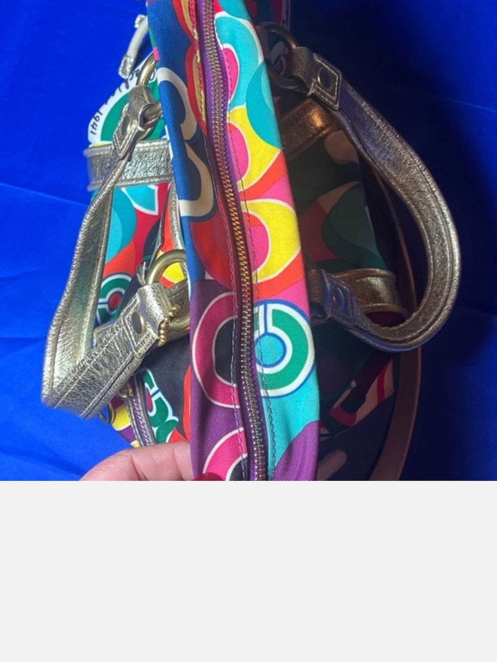 Coach Multicolor Signature Print Tote with Metallic Straps - Picture 3 of 10